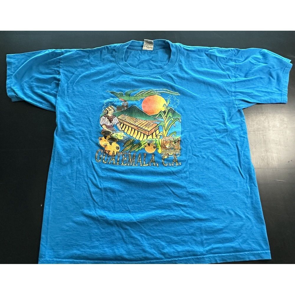 Vintage Blue Graphic Tee Guatemala‎ T-Shirt Size XL
